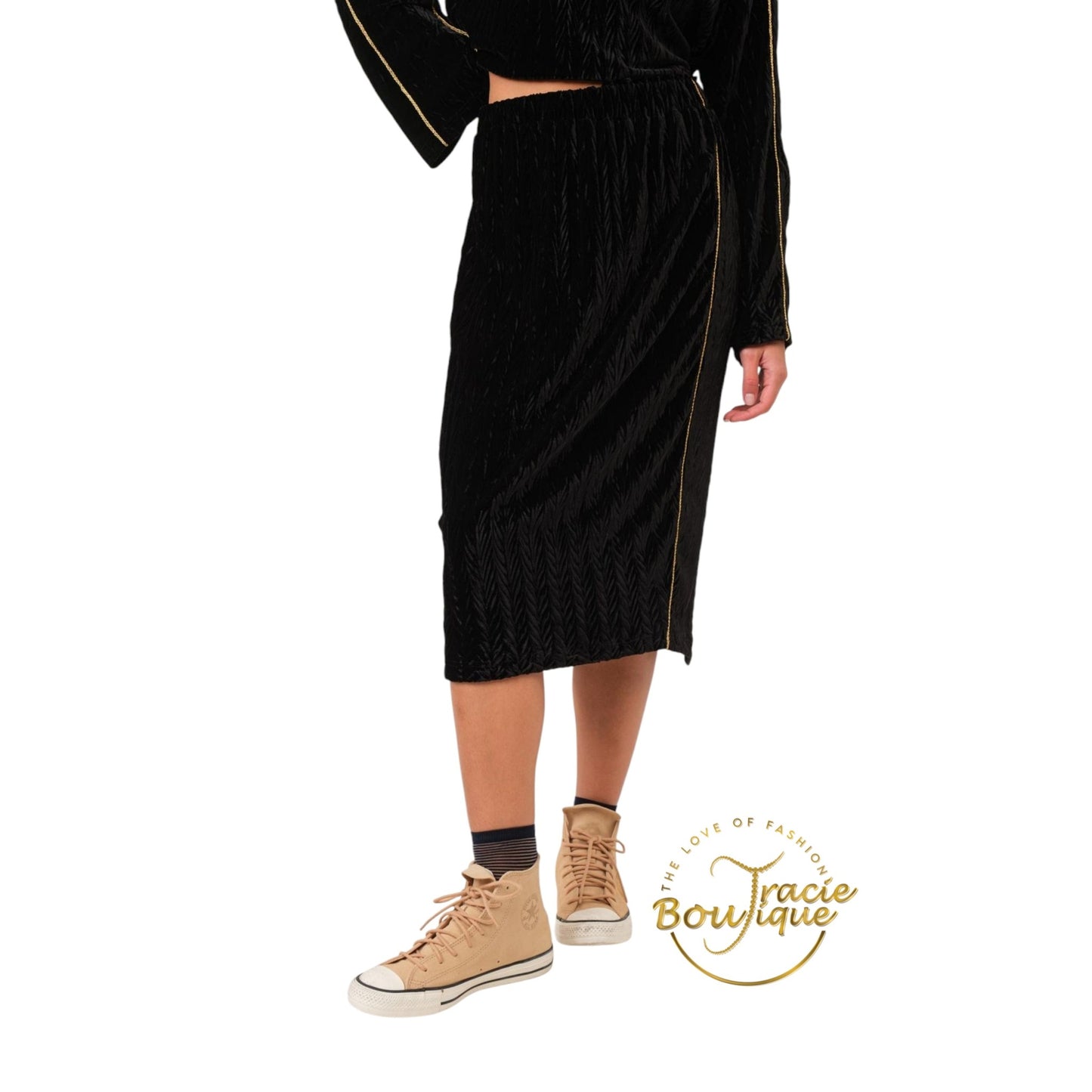 Black and Gold Crinkle Velour Set