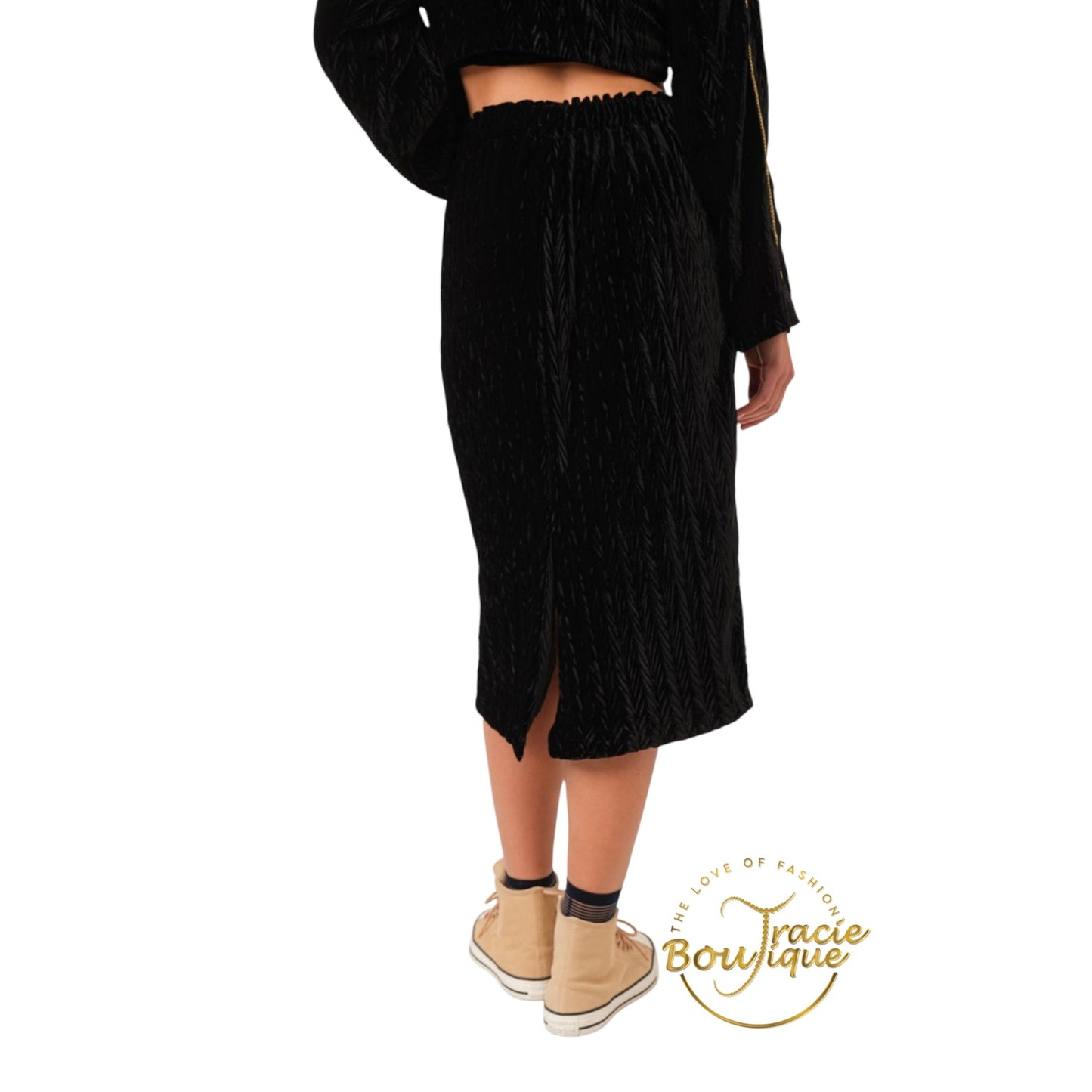 Black and Gold Crinkle Velour Set