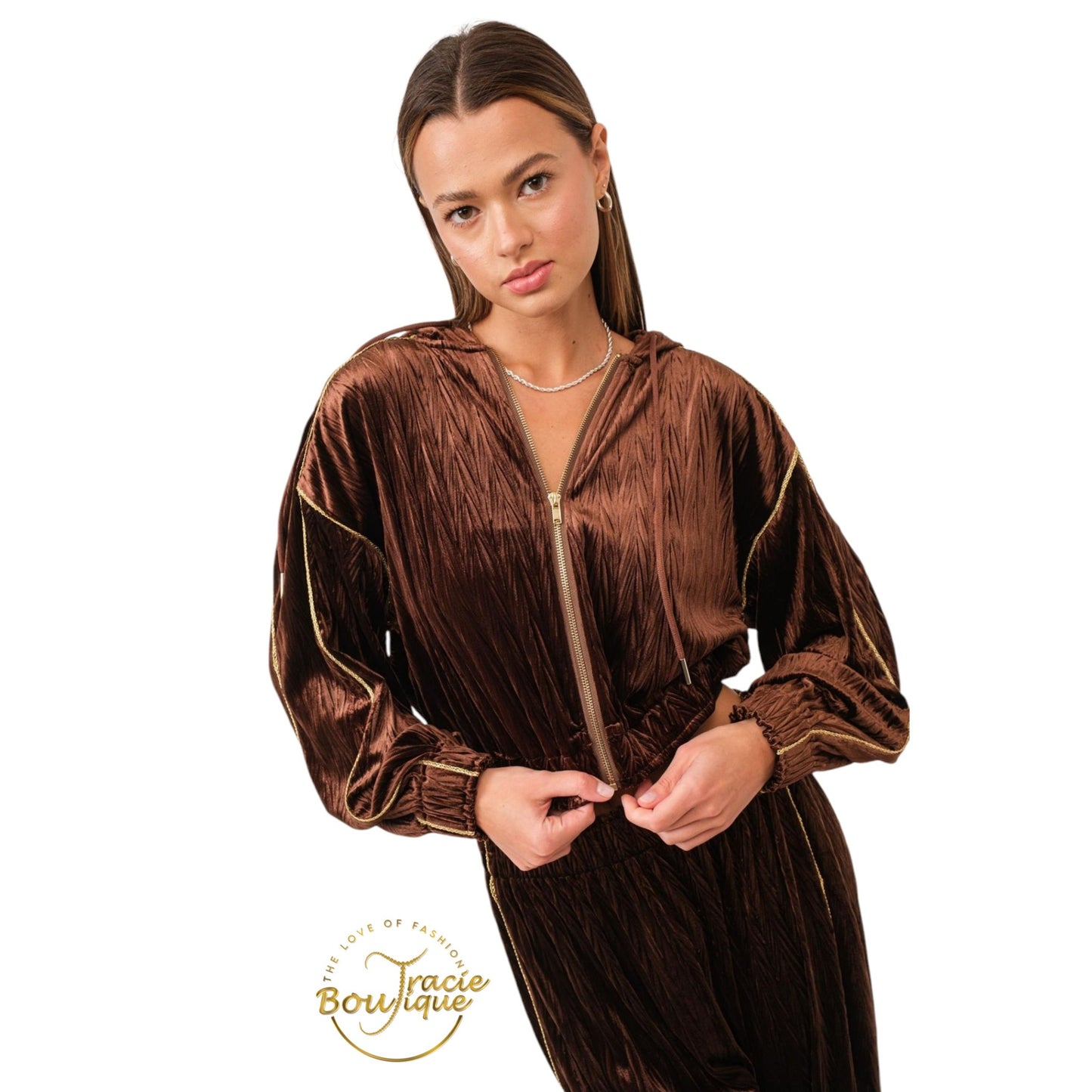 Brown Sugar Velour Jogging Suit