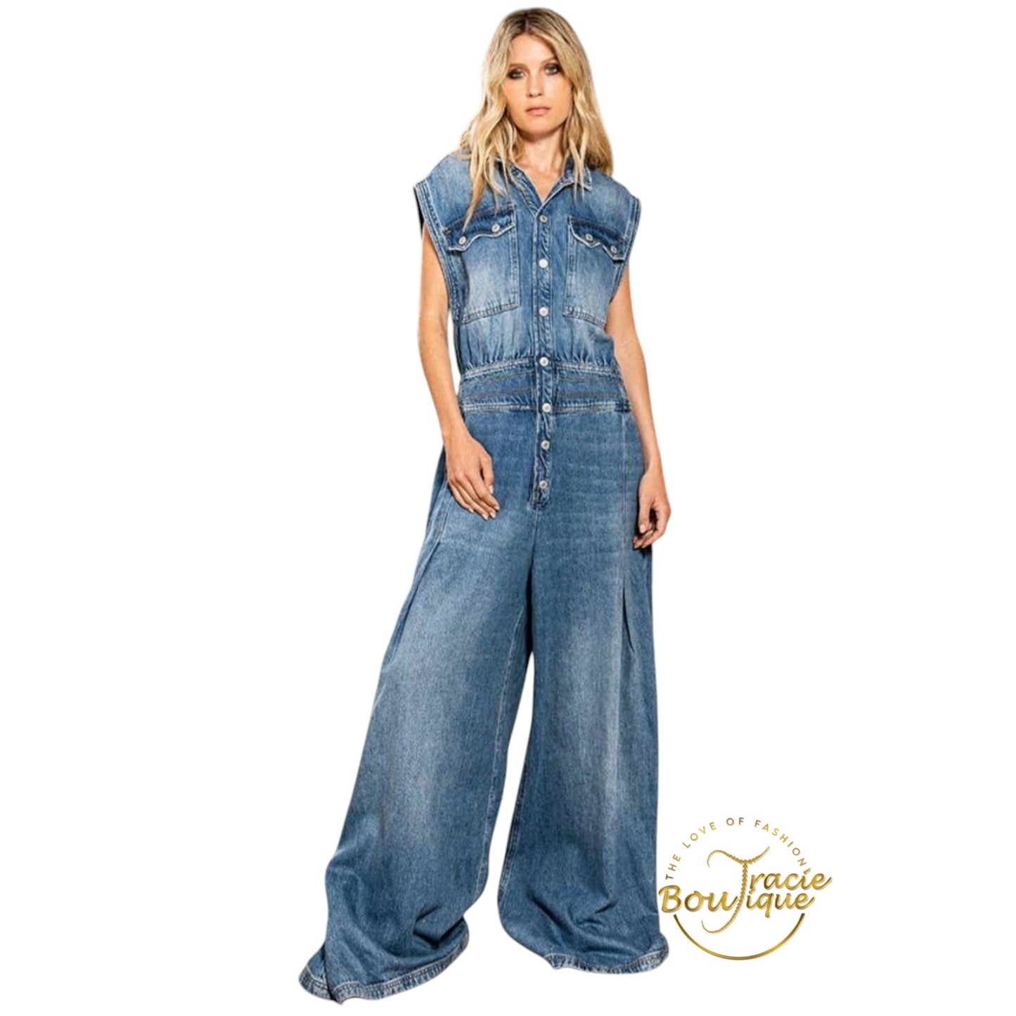 Denim with a Flare Jumpsuit