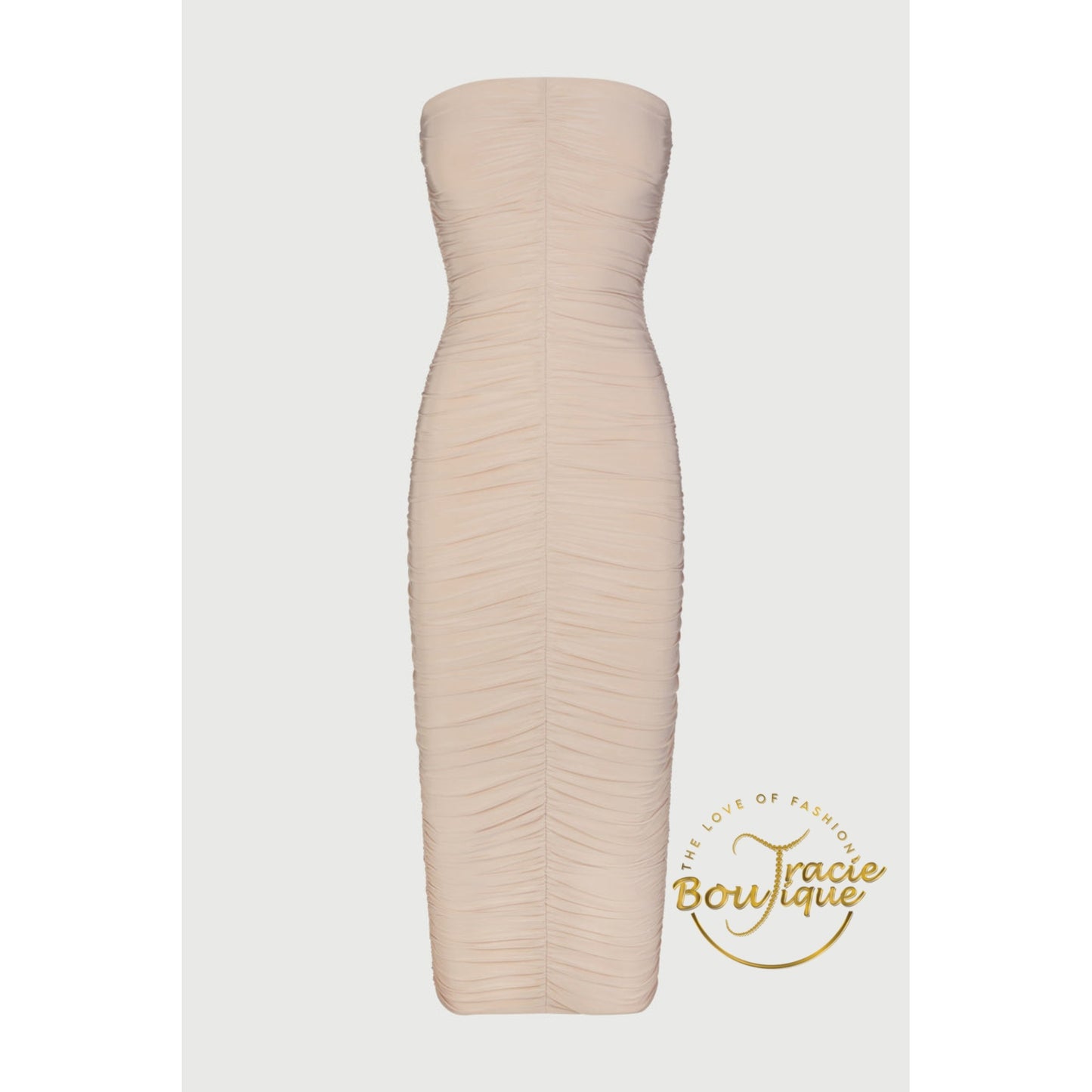 Jackee' Hourglass Ruche Tube Midi Dress