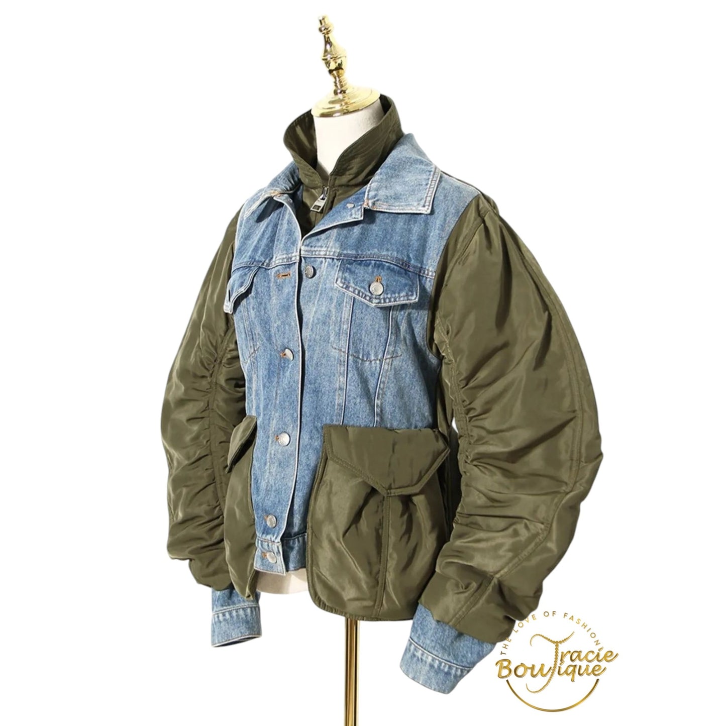 Taylor Mixed Olive Blue Jean Jacket