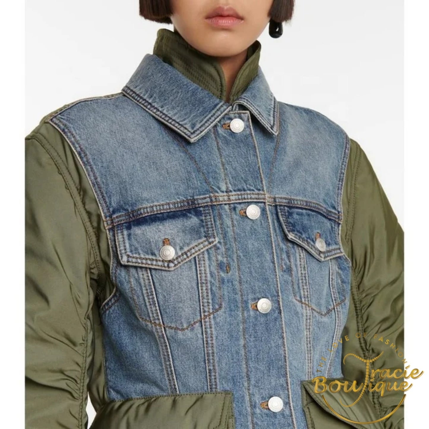 Taylor Mixed Olive Blue Jean Jacket