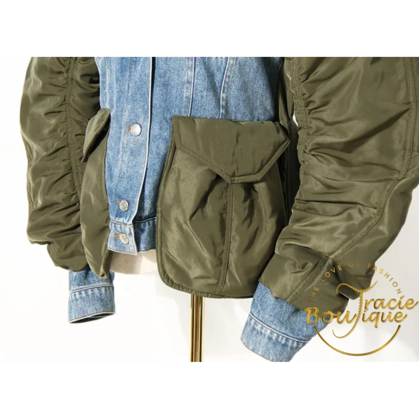 Taylor Mixed Olive Blue Jean Jacket