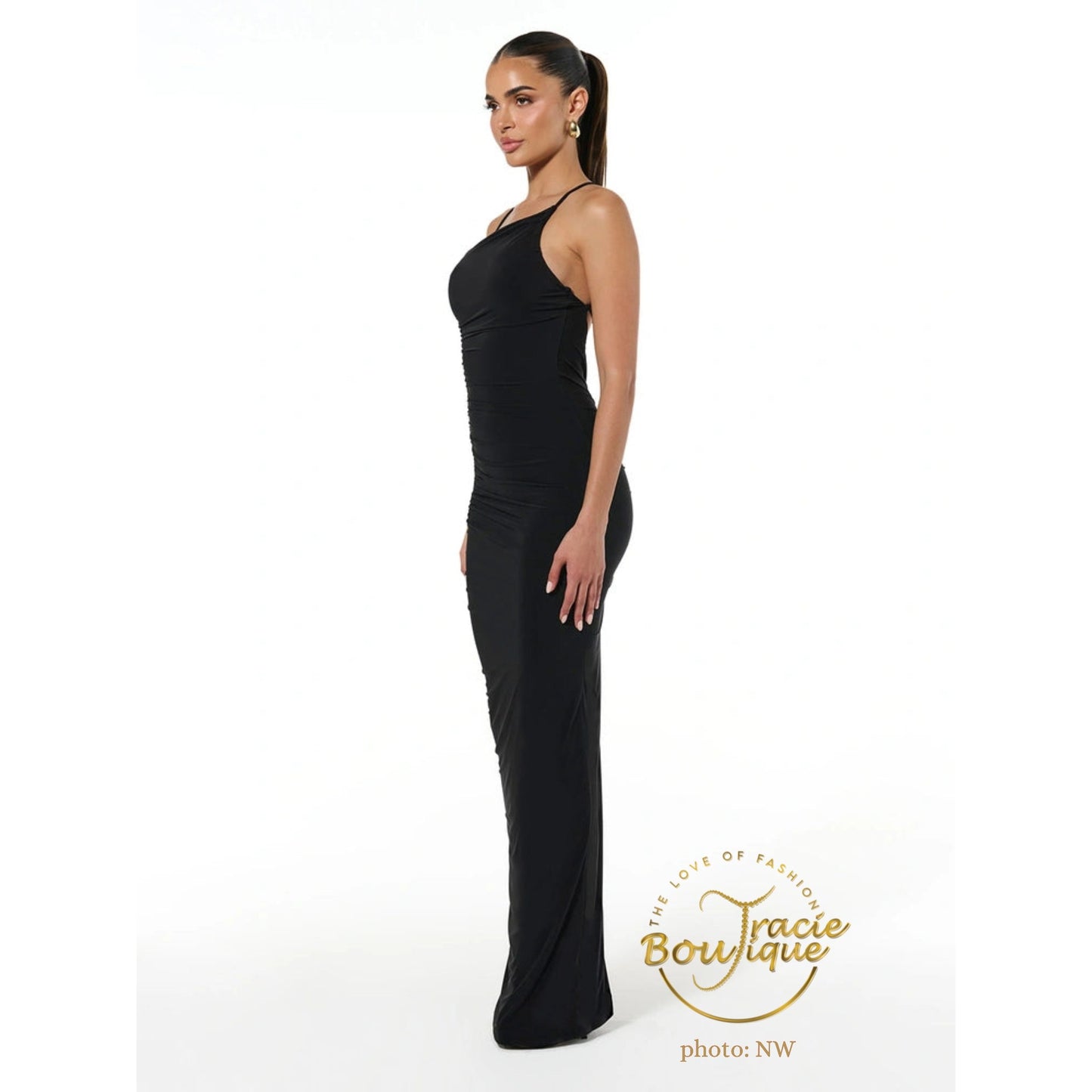 The Ruched Strap Hourglass Maxi Dress