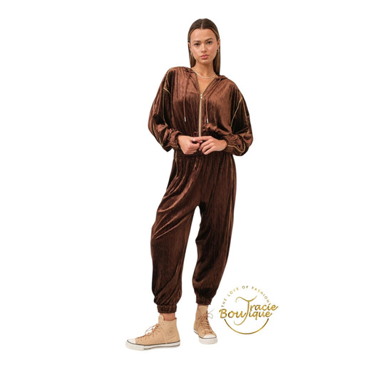 Brown Sugar Velour Jogging Suit