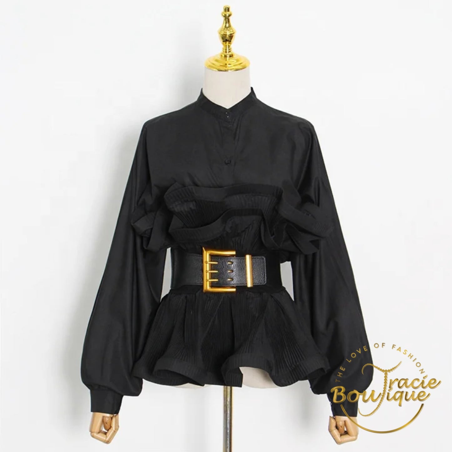 The Regal Ruffle Belted Blouse