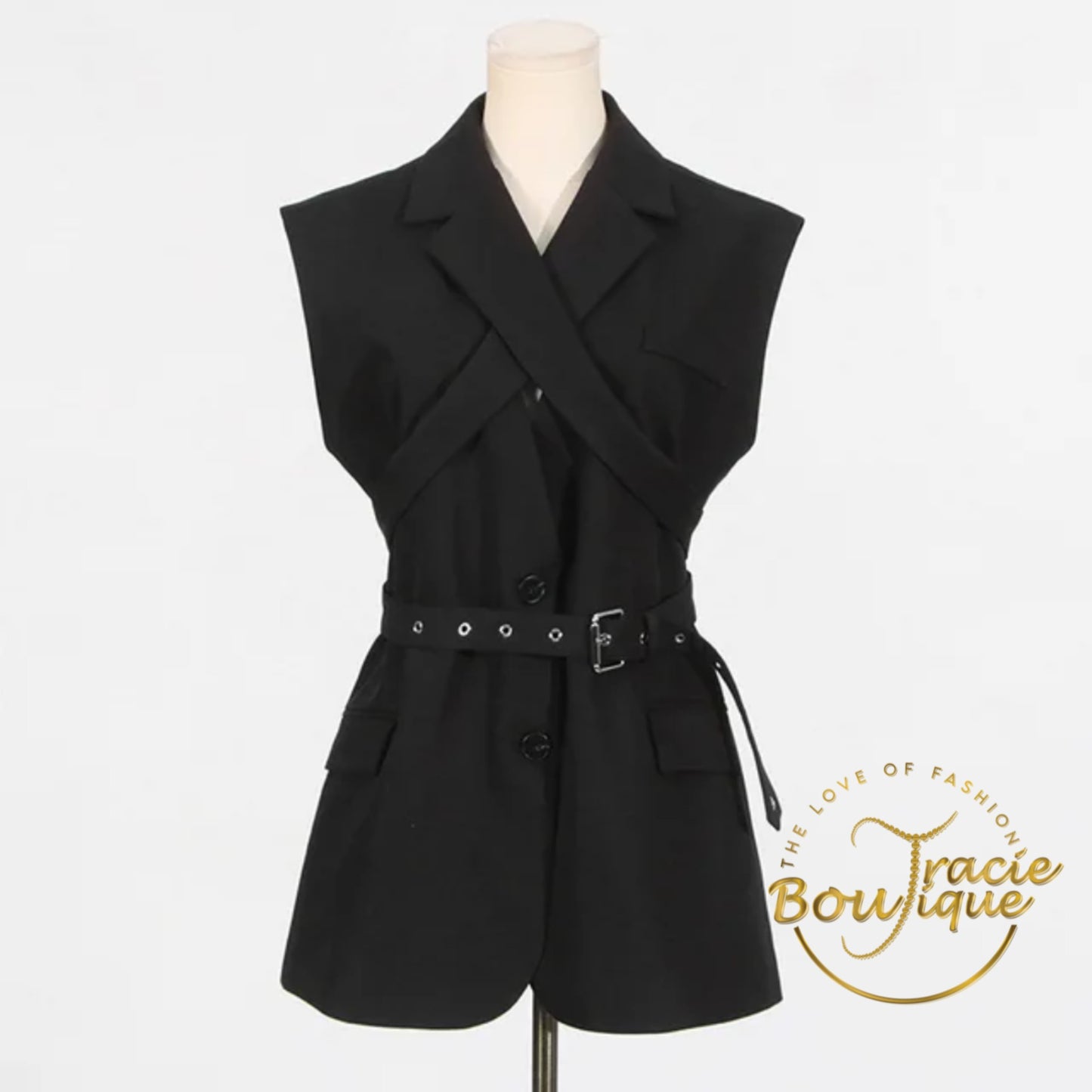 The Luxe Cross-Strap Blazer Vest