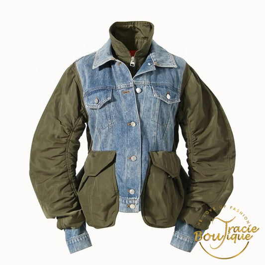 Taylor Mixed Olive Blue Jean Jacket