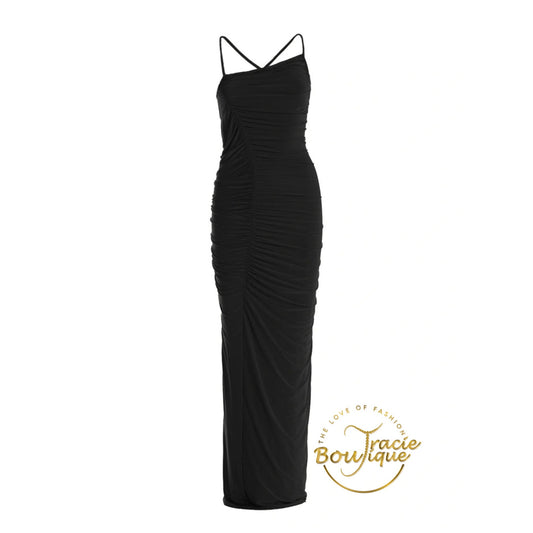 The Ruched Strap Hourglass Maxi Dress