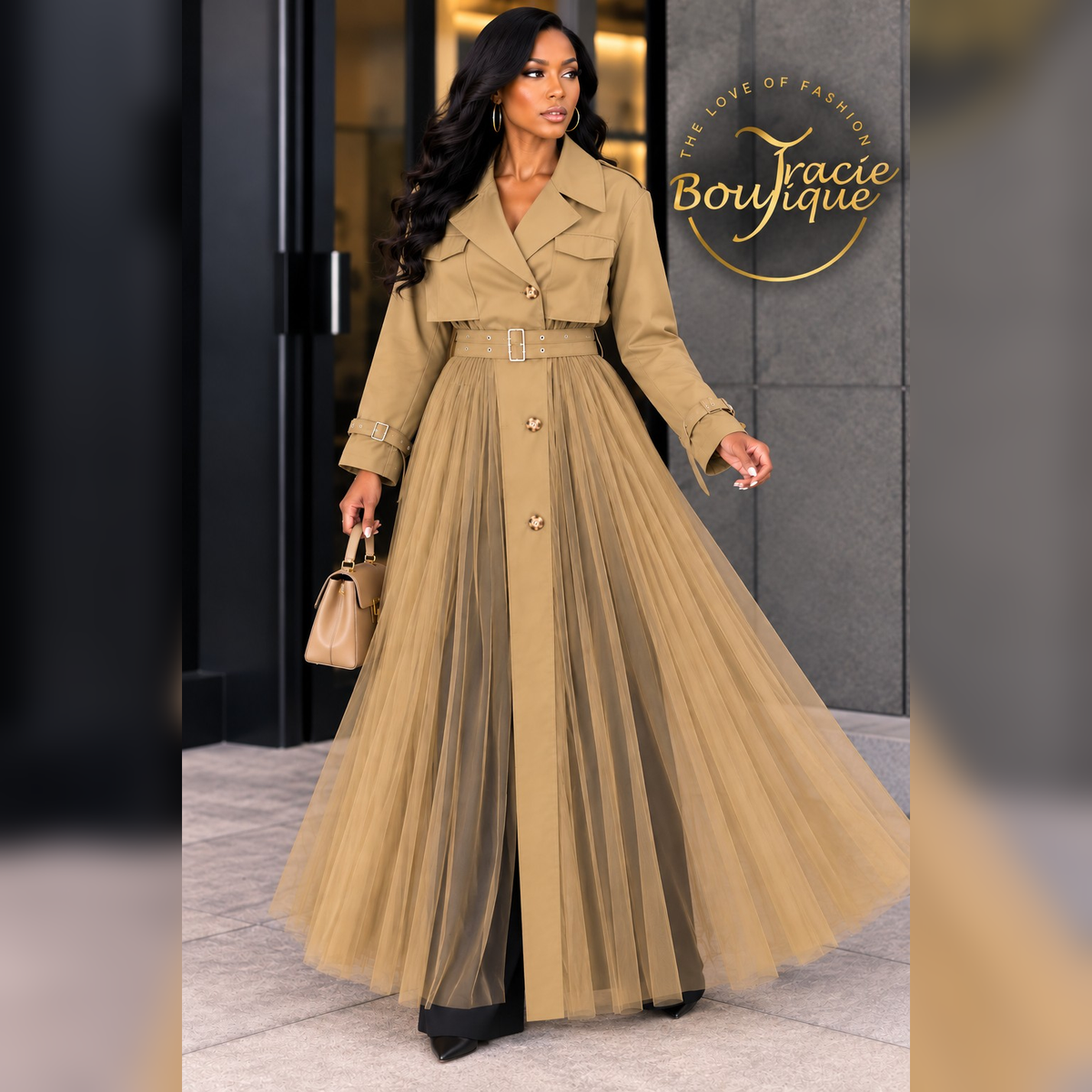Monroe Tulle Trench Duster