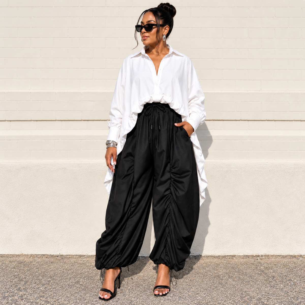 Monroe Ruched Structured Pants