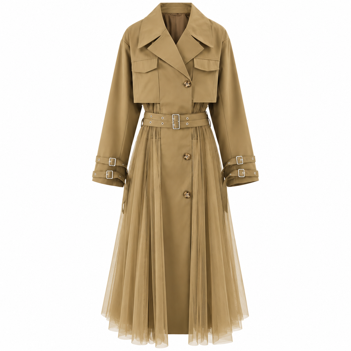 Monroe Tulle Trench Duster